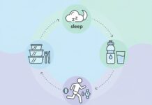 Lifestyle Habits That Make or Break Your Weight Control Journey Illustration of healthy lifestyle habits icons: sleep, hydration, exercise, and meal prep.